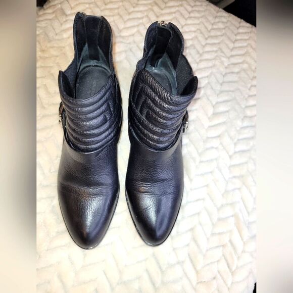 Sigerson Morrison Semi-Pointed Toe Block Heels Boots, sz 9.5, Black - Picture 1 of 7